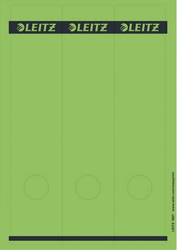 Leitz PC Printbare Zelfklevende Rugetiketten 1687 Lang Voor Leitz 1080 Ordners Groen 62 x 285 mm 75 Stuks