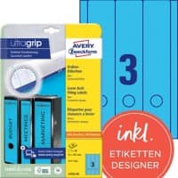 Avery UltraGrip Rugetiket L4753-20 Klevend A4 Blauw 6,1 x 29,7 cm 20 Vellen à 3 Etiketten