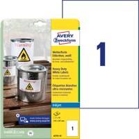 Avery Waterbestendige folie-etiketten J4775-10 Klevend A4 Wit 29,7 x 32,7 x 0,5 cm 10 Stuks à 1 Etiketten