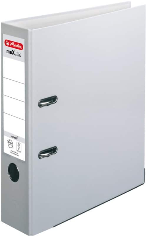 herlitz maX,file protect Breed Ordner A4 80 mm Grijs 2 Ringen 5480900 Kunststof Reliëf Staand