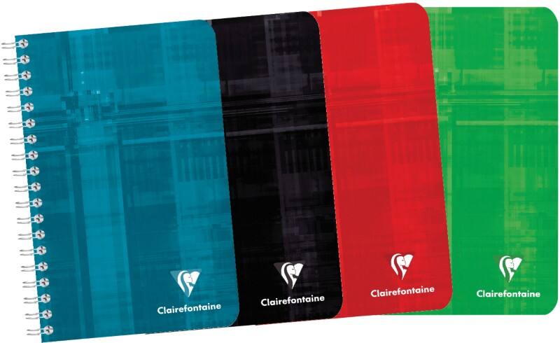 Clairefontaine Schrijfblok Speciaal Geruit Spiraal gebonden Gelamineerd karton Kleurenassortiment Niet geperforeerd 180 Pagina's