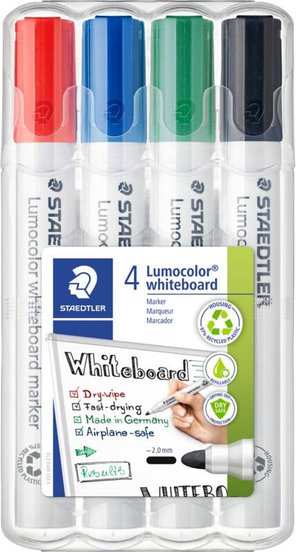 STAEDTLER Lumocolor 351 Whiteboard-marker Kleurenassortiment Medium Ronde punt - 2 mm 4 Stuks