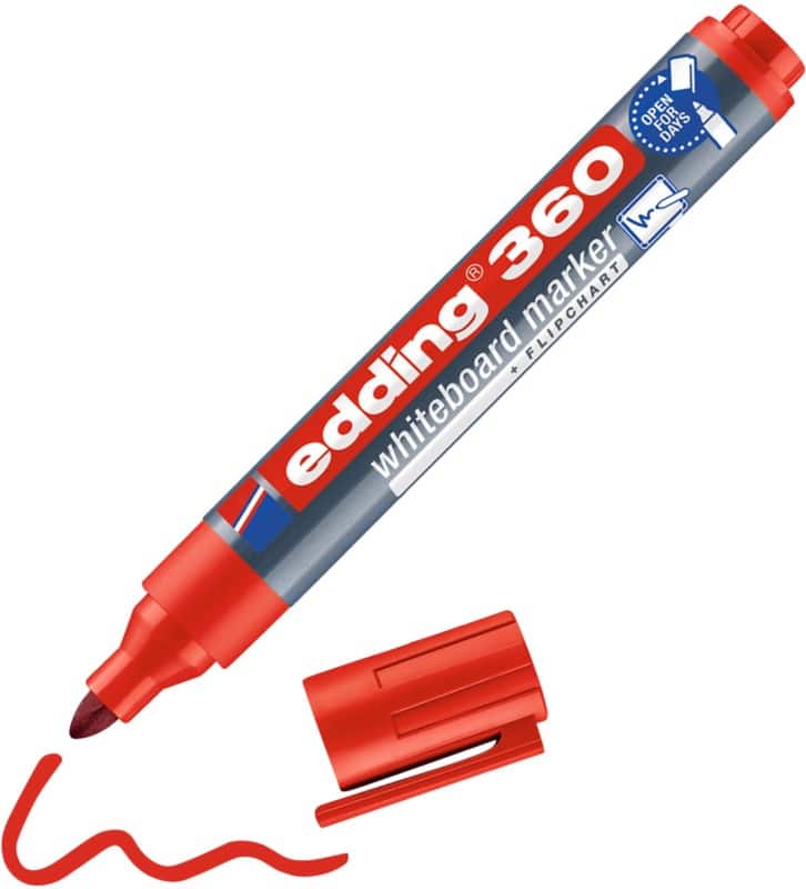 edding 360 Niet-permanent Whiteboard-marker Rood Medium Ronde punt 1,5 - 3 mm