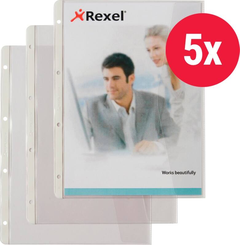 Hetzel Showtassen A4 Generfd Transparant 140 micron PVC (Polyvinylchloride) Rechts 4 Gaten 5 Stuks