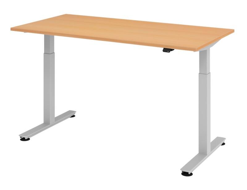 Hammerbacher XMST VXMST Elektrisch hoogteverstelbaar Zit-sta-bureau Rechthoekig Beuken T-Voet 1,600 (B) x 800 (D) x 1,200 (H) mm Spaanplaat, Staal
