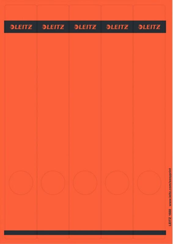 Leitz PC Printbare Zelfklevende Rugetiketten 1688 Lang Voor Leitz 1050 Ordners Rood 39 x 285 mm 125 Stuks