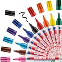 edding 3000 Permanent marker Medium Ronde punt 3 mm Kleurenassortiment Navulbaar 10 Stuks