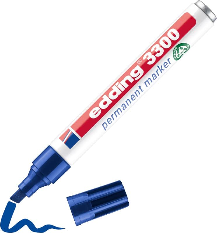 edding 3300 Permanentmarker 100% Gerecycled Breed Beitelpunt 1 - 5 mm Blauw Navulbaar Waterbestendig