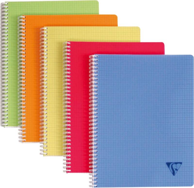 Clairefontaine Linicolor Schrijfblok A5+ Geruit Spiraal gebonden PP (Polypropeen) Kleurenassortiment 100 Pagina's 50 Vellen