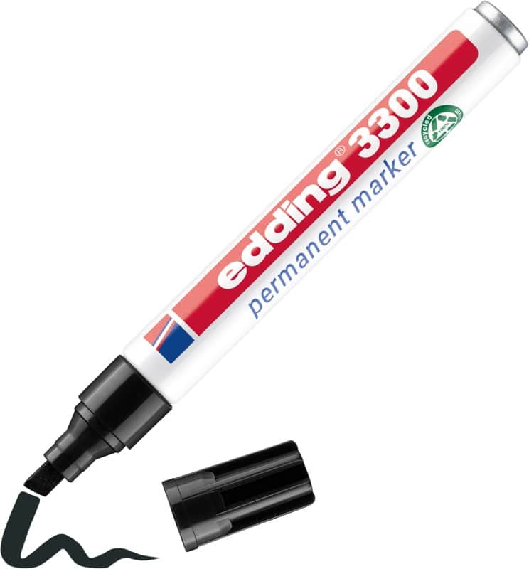 edding 3300 Permanentmarker 100% Gerecycled Breed Beitelpunt 1 - 5 mm Zwart Navulbaar Waterbestendig
