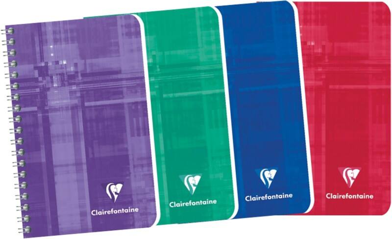 Clairefontaine Schrijfblok Speciaal Geruit Spiraal gebonden Gelamineerd karton Kleurenassortiment Niet geperforeerd 100 Pagina's