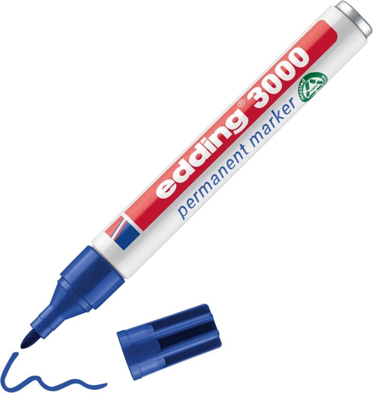 edding 3000 Permanentmarker 100% Gerecycled Medium Ronde punt 1,5 - 3 mm Blauw Navulbaar Waterbestendig