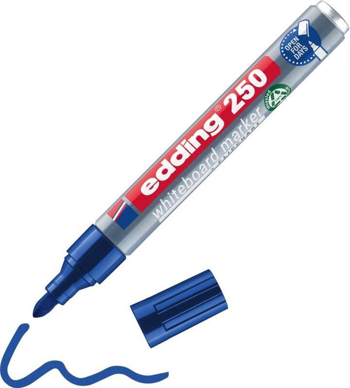 edding E-250 Niet-permanent Whiteboard-marker Blauw Medium Ronde punt 1,5 - 3 mm 100% Gerecycled