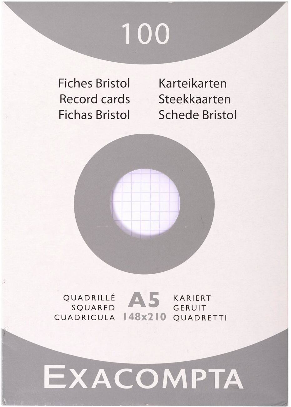 Exacompta 13208E Indexkaarten Wit A5 Geruit Karton 21 x 14,8 cm 100 Stuks