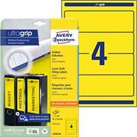 AVERY Zweckform Ultragrip Ordnerrugetiketten A4 61 mm Geel 20 Vellen à 4 Etiketten