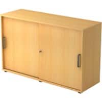 Hammerbacher Schuifdeurkast Spaanplaat 1 Plank Afsluitbaar 1.200 x 400 x 748 mm Beuken Bruin