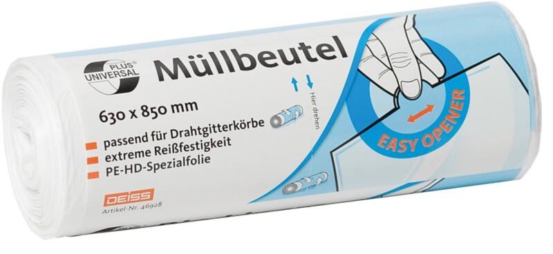 DEISS Universal Plus Licht gebruik Vuilniszakken 80 l Wit PE (polyethyleen) 40 Stuks