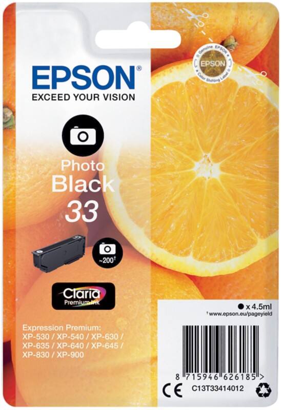 Epson 33 Origineel Inktcartridge C13T33414012 Foto Zwart