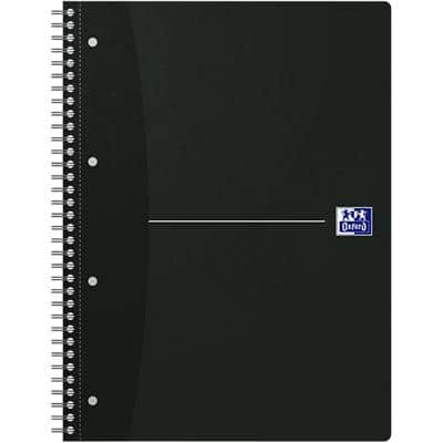 OXFORD Office Essentials Notitieboek A4+ Gelinieerd Spiraal gebonden Karton Zwart Geperforeerd 140 Pagina's