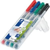 STAEDTLER Lumocolor 316 Overheadmarker 97% gerecycled Fijn Ronde punt 0,6 mm Kleurenassortiment Navulbaar 4 Stuks