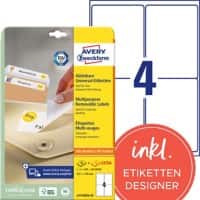 Avery Etiketten L4733REV-25 Klevend A4 Wit 99,1 x 139 mm 30 Vellen à 4 Etiketten