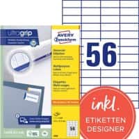 Avery Ultragrip Etiketten 3668 Klevend A4 Wit 52,5 x 21,2 mm 100 Vellen à 56 Etiketten