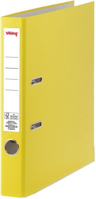 Viking Smal Ordner A4 50 mm Geel 2 Ringen Karton, PP (Polypropeen) Mat Staand