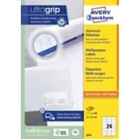 Avery UltraGrip Multifunctionele etiketten 3475 Klevend A4 Wit 70 x 36 mm 100 Vellen à 24 Etiketten