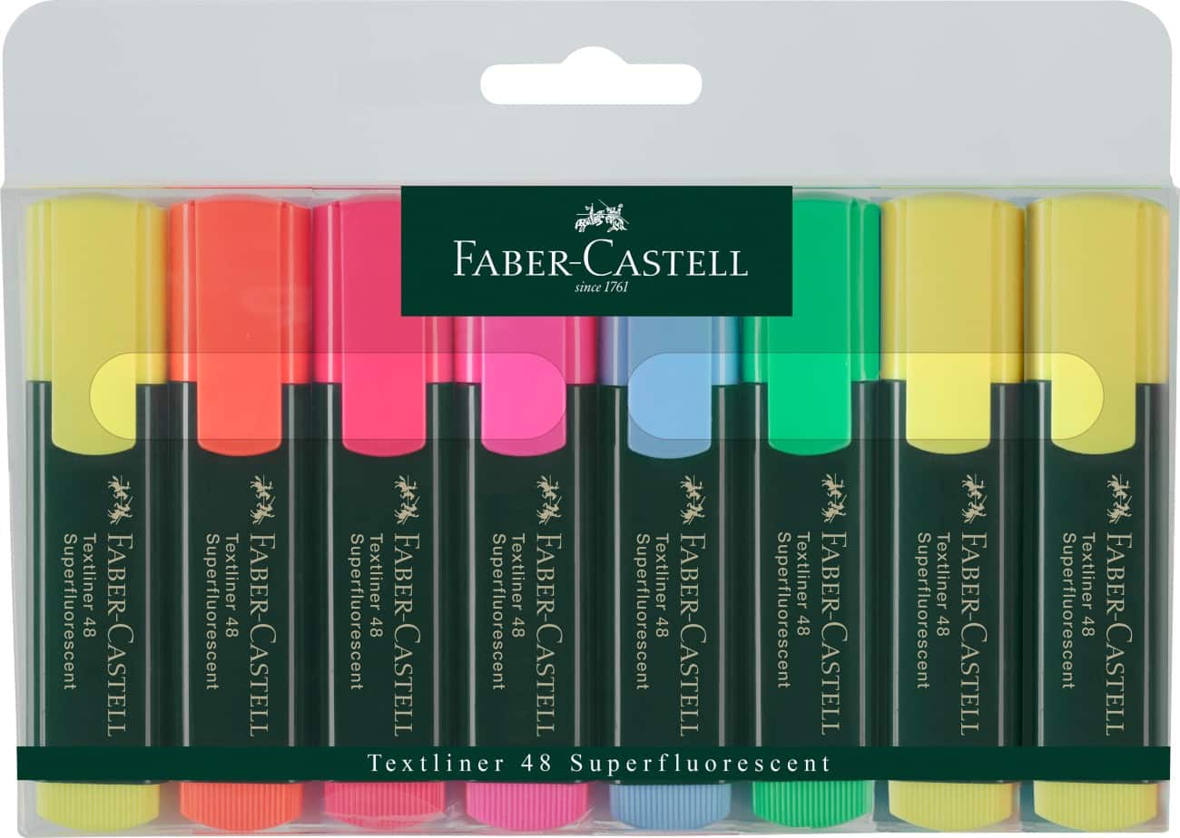Faber-Castell Textliner 48 Refill Tekstmarkers Schuine punt Multi 8 Stuks