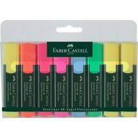 Faber-Castell Superfluorescent 48 Tekstmarker Kleurenassortiment Medium Beitelpunt 5 mm Navulbaar 8 Stuks