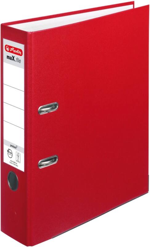 herlitz maX,file protect Breed Ordner A4 80 mm Rood 2 Ringen 5480306 Kunststof Reliëf Staand