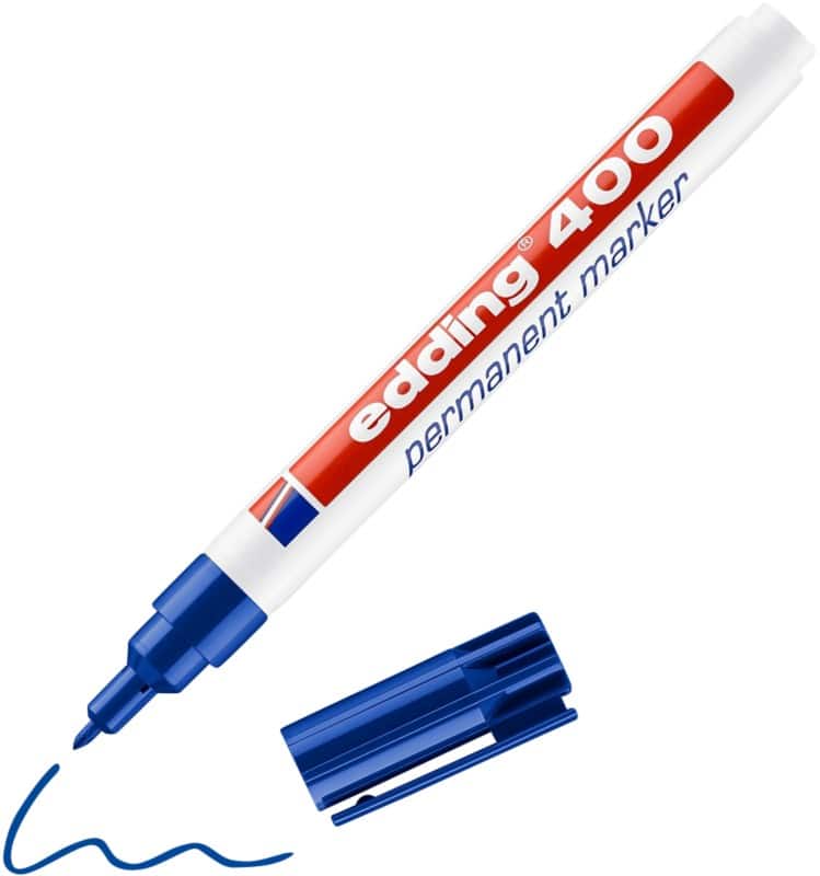 edding 400 Permanentmarker Fijn Ronde punt - 1 mm Blauw Navulbaar Waterbestendig