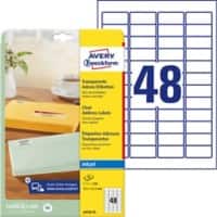 Avery Etiketten J4720-25 Klevend A4 Transparant 45,7 x 21,2 mm 25 Vellen à 48 Etiketten