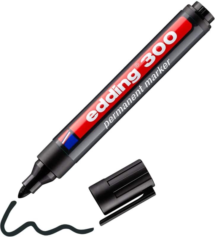 edding 300 Permanentmarker Medium Ronde punt 1,5 - 3 mm Zwart Navulbaar Waterbestendig