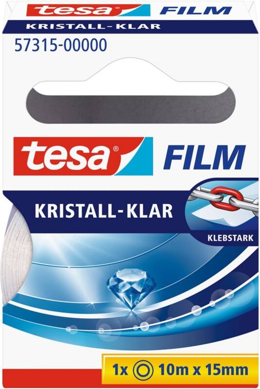 tesa Plakband tesafilm 57315 Transparant 15 mm (B) x 10 m (L) PP (Polypropyleen) Laag Geluidsniveau