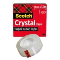 Scotch Plakband Crystal Crystal Clear 600 Transparant 19 mm (B) x 33 m (L) Synthetisch acryl Laag geluidsniveau