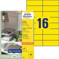 Avery Laser Etiketten 3455 Klevend A4 Geel 105 x 37 mm 100 Vellen à 16 Etiketten
