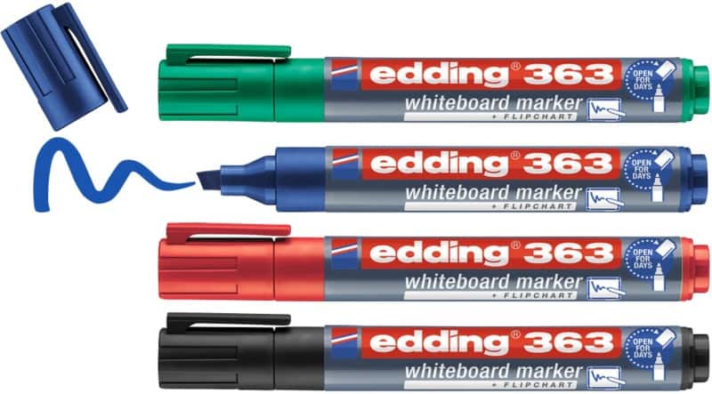 edding 363 Niet-permanent Whiteboard-marker Kleurenassortiment Breed Beitelpunt 1 - 5 mm 4 Stuks