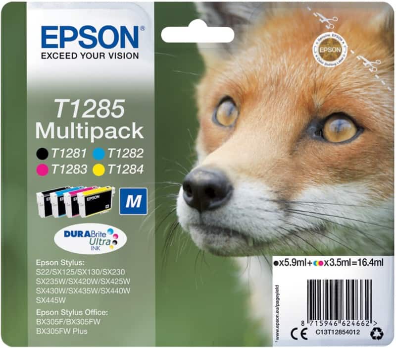 Epson T1285 Origineel Inktcartridge C13T12854012 Zwart, cyaan, magenta, geel Multipack 4 Stuks