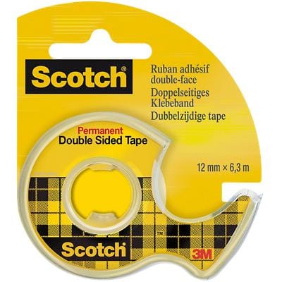 Scotch Tape Dubbelzijdige plakband Permanent 12 mm x 6,3 m op handdispenser