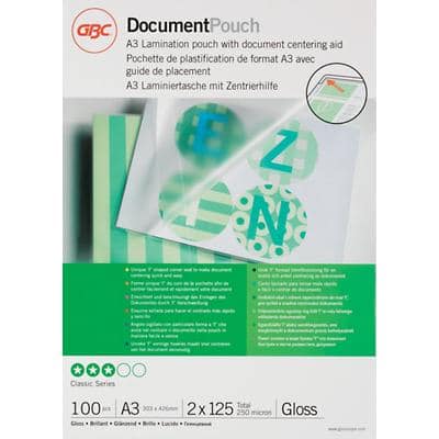 GBC Document Lamineerhoezen A3 Glanzend 125 micron (2 x 125) Transparant 100 Stuks