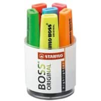 STABILO BOSS ORIGINAL Tekstmarker Kleurenassortiment  Breed Beitelpunt 2 - 5 mm Navulbaar 6 Stuks