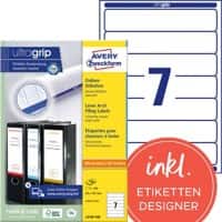 Avery UltraGrip Ordnerrugetiketten L4760-100 Klevend A4 Wit 38 x 192 mm 100 Vellen à 7 Etiketten