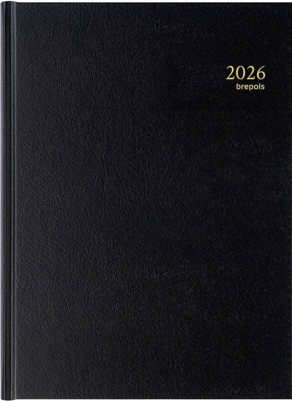 Brepols Bremax Agenda 2026 Speciaal 1 Dag per 2 pagina's Duits, Engels, Frans, Nederlands, Italiaans, Spaans Zwart 0,002,1345,01,6,0