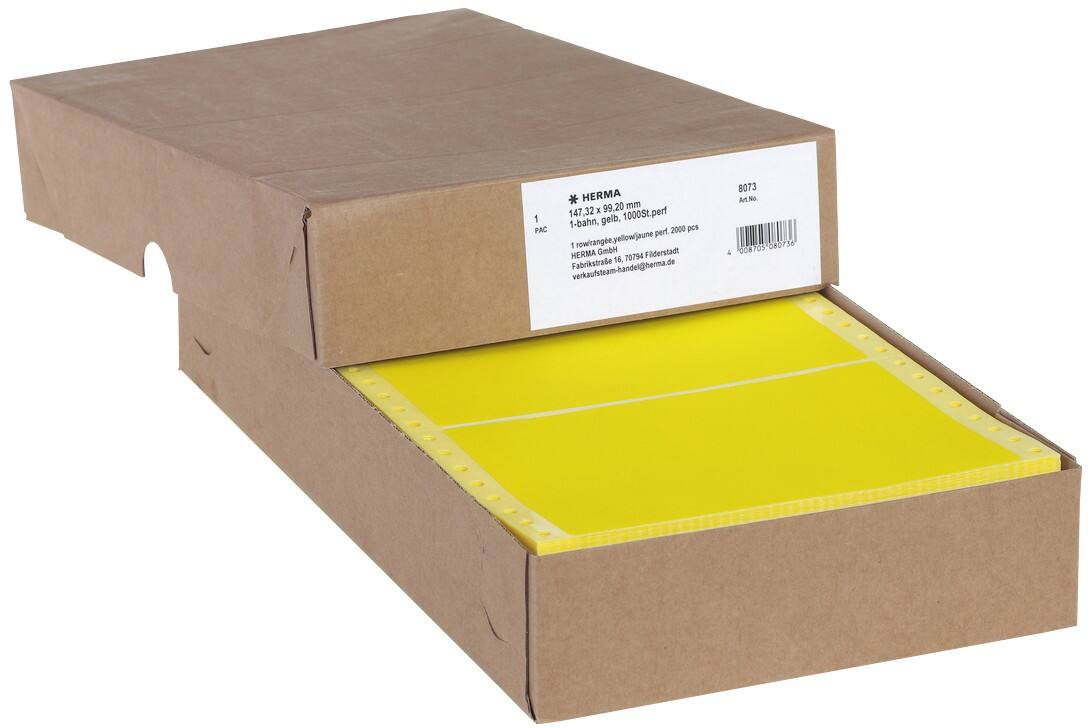 HERMA Computerlabels 8073 Geel 147,3 x 99,2 mm 1000 Vellen à Etiketten