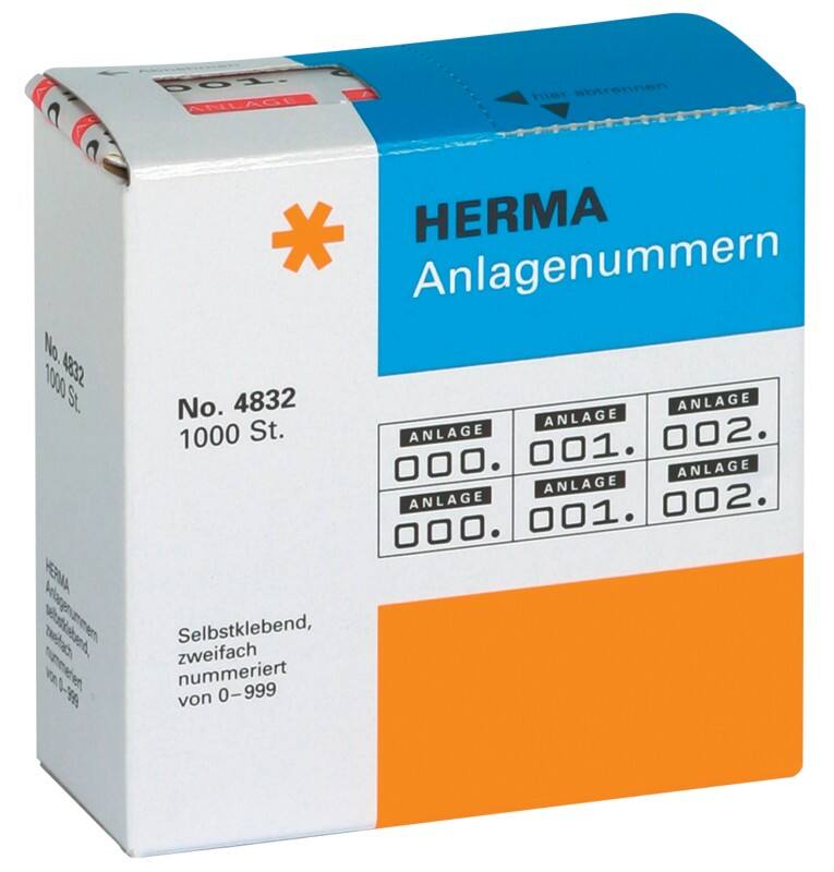 HERMA Nummeretiketten 4832 Klevend Rood 15 x 22 mm  1000 Vellen à  Etiketten