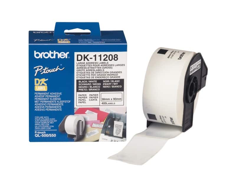 Brother QL Etiketteertape DK-11208 Zelfklevend Wit 38 x 900 mm 400 Etiketten