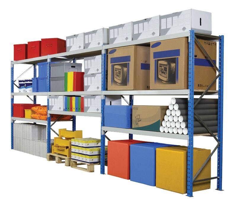 ARNO SPACE Startset stellingkast 3 Planken Gelakt staal 1.800 x 600 x 2.500 mm Blauw, lichtgrijs