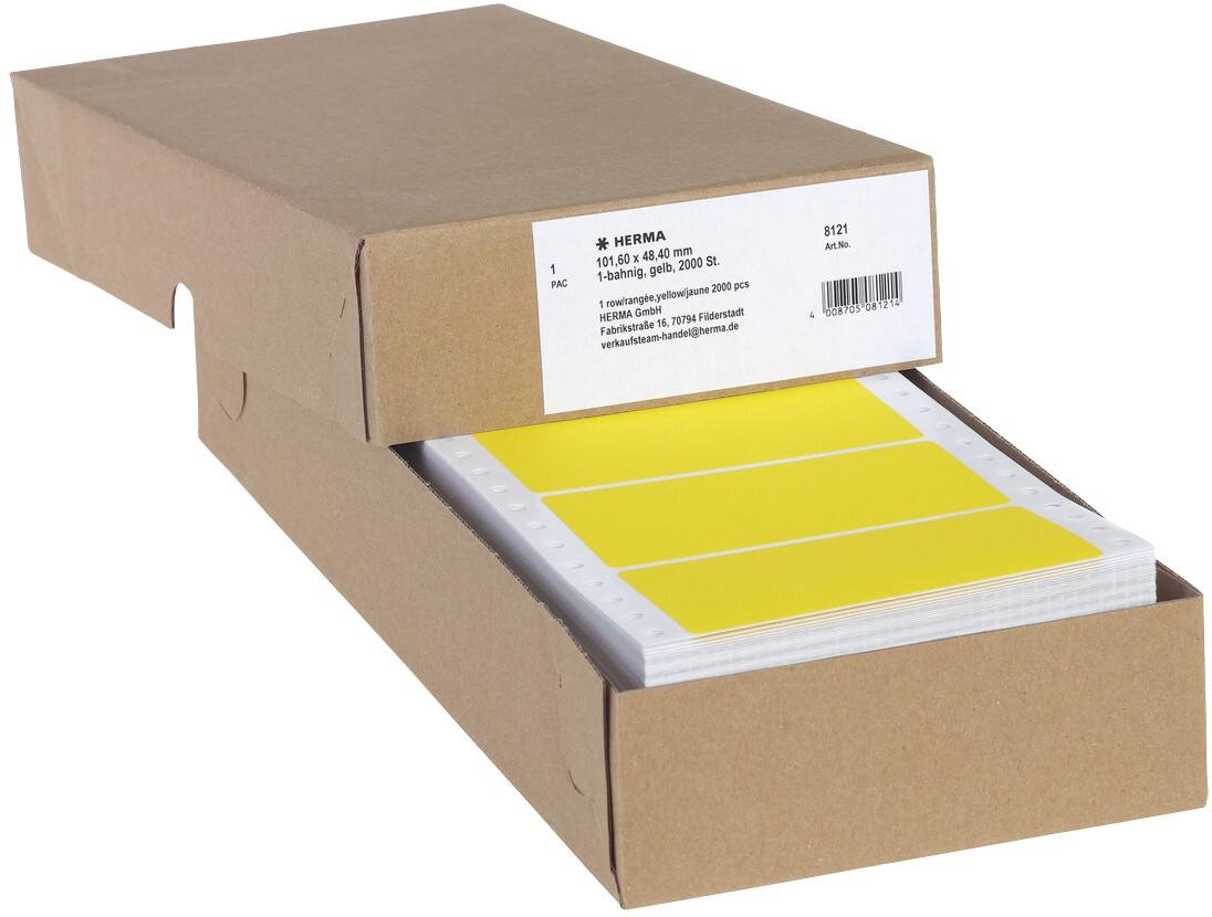 HERMA Computerlabels 8121 Geel 101,6 x 48,4 mm 2000 Vellen à Etiketten