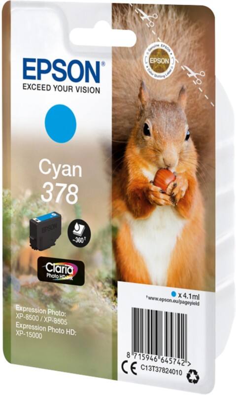 Epson 378 Origineel Inktcartridge C13T37824010 Cyaan